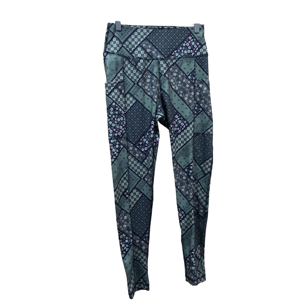 Live Well Lifestyle Leggings Womens Medium Patchwork High Waist‎ Pockets Yoga